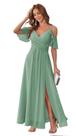 Vestido de damas de honra Stylefun Chiffon Cold Shoulder Dusty Sage Vestido de damas de honra Stylefun Chiffon Cold Shoulder Dusty Sage