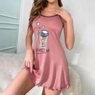Vestido De Dormir Casual De Algodão Para Mulheres, Estampado, Confortável Para O Verão Vestido De Dormir Casual De Algodão Para Mulheres, Estampado, Confortável Para O Verão