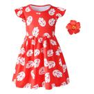 Vestido de fantasia Carkno Little Girls Hawaiian Red Leaf Lilo 6-7Y