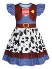 Vestido de fantasia Eledobby Cowboy Print para meninas de 6 a 7 anos Vestido de fantasia Eledobby Cowboy Print para meninas de 6 a 7 anos