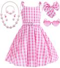 Vestido de fantasia Golray Plaid com acessórios para meninas, 7 peças