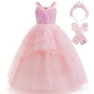 Vestido de fantasia para meninas Glinda Pink Witch Halloween 4-14Y