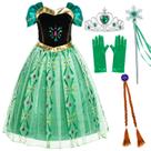 Vestido de festa à fantasia de princesa para meninas com peruca, coroa, maça 3T 4T