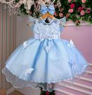 Vestido de Festa Azul Bebê Jardim Encantado com Laço Elegante Vestido de Festa Azul Bebê Jardim Encantado com Laço Elegante