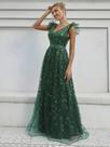 Vestido De Festa Com Decote Em V E Manga Curta Em Tule, Vestido De Gala Para Madrinhas Mgiacy