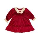 Vestido De Festa De Natal Para Meninas Em Veludo Vermelho Com Laço, Roupas De Princesa Para Crianças