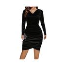 Vestido De Festa Elegante Para Mulheres Em Tamanhos plus 1XL-5XL, Cor Sólida Com Manga Longa E Vestido De Festa Elegante Para Mulheres Em Tamanhos plus 1XL-5XL, Cor Sólida Com Manga Longa E