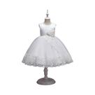 Vestido De Festa Em Tule Com Flores Para Meninas, Elegante Vestido De Princesa Para Casamentos E