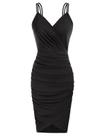 Vestido de festa GRACE KARIN Wrap com decote em V franzido preto para mulheres