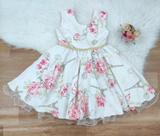 Vestido de Festa Infantil Bege Floral Paris Vestido de Festa Infantil Bege Floral Paris