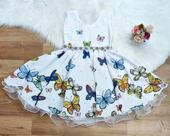 Vestido de Festa Infantil Branco com Borboletas