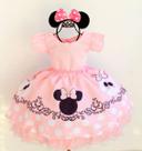 Vestido De Festa Infantil Minnie Rosa E Preto Luxo E Tiara