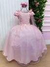 Vestido de Festa Infantil Rosa Bebe Daminha Menina para Meninas
