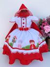 Vestido De Festa Luxo Chapeuzinho Vermelho + Capa E Capuz - Kids