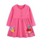 Vestido De Festa Para Meninas Em Algodão Com Manga Longa, Estampa De Bolinhas E Borboletas, Decote Vestido De Festa Para Meninas Em Algodão Com Manga Longa, Estampa De Bolinhas E Borboletas, Decote