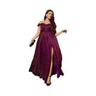 Vestido De Festa plus Size Com Manga Curta E Fenda Alta, Vestido De Baile Mgiacy, Vestido De