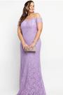 Vestido de festa plusize todo de renda com paetê, cor lavanda tam 48.