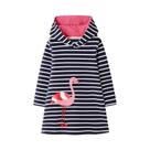 Vestido De Flamingo Com Capuz Para Meninas, Listrado, De Algodão, Casual De Inverno Para Uso Diário