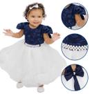Vestido de Luxo Mari Azul e Branco para Bebê Menina