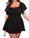 Vestido de macacão feminino SCOMCHIC plus size com babado