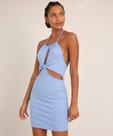 Vestido de malha cor única (azul marinho) tamanho