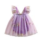 Vestido De Malha Sem Mangas Para Bebês Meninas Com Bordado De Borboleta E Flores, Macacão Com Decote