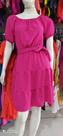 Vestido de manguinha canelado rosa estilo moda evangélica -Tamanho G