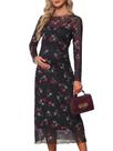 Vestido de maternidade MARI GABRIEL Mesh Ruched Side Bodycon Black