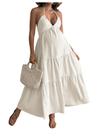 Vestido de maternidade Milumia com decote em V sem encosto Halter Maxi Apricot Vestido de maternidade Milumia com decote em V sem encosto Halter Maxi Apricot