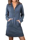Vestido de moletom AlvaQ feminino, outono de 2024, decote em V, azul, grande
