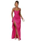 Vestido de noite GDJDIFK Mermaid Satin Hot Pink para mulheres