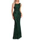 Vestido de noite Vestisora Emerald Glitter Sequin Boat Neck