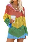 Vestido de praia com capa de maiô ANRABESS de crochê com decote em V Vestido de praia com capa de maiô ANRABESS de crochê com decote em V