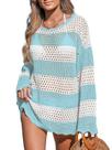 Vestido de praia de crochê CUPSHE com capa de banho azul listrado
