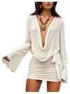 Vestido de praia de malha transparente SOLY HUX Swimsuit Cover Up para mulheres
