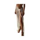 Vestido De Praia Feminino Em Tricô De Cor Sólida Com Crochê, Modelo Wrap Sexy Vazado, Saída De Praia Vestido De Praia Feminino Em Tricô De Cor Sólida Com Crochê, Modelo Wrap Sexy Vazado, Saída De Praia