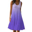 Vestido de praia feminino, moda, férias, verão, gradiente, estampa, sem mangas