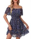 Vestido de praia Timeson Boho Chic Flowy A-line Blue para mulheres