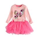 Vestido De Princesa Com Capuz Em Tule Rosa Com Apliques De Borboleta Em Lantejoulas Para Meninas