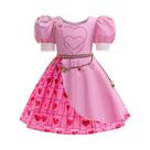 Vestido De Princesa Com Estampa De Corações Vermelhos E Rosas Para Meninas Com Faixas Para Festa De