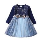 Vestido De Princesa Com Lantejoulas Para Meninas, Vestido De Natal Azul Com Renda E Tule, Elegante