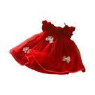 Vestido De Princesa De Verão Com Laço E Tule Para Bebê Menina, Cor Sólida, Ideal Para Festa De