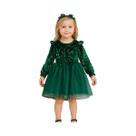 Vestido De Princesa Em Veludo Com Manga Longa E Laço De Tule Para Meninas, Ideal Para Festas De