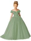 Vestido de princesa GETCUTE Sage Tule Off Shoulder, tamanho 8 meninas