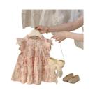Vestido de Princesa Infantil para Bebês - Estampa Floral com Renda