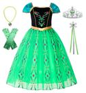 Vestido de princesa para meninas ReliParty Green com acessos.