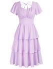 Vestido de sol Belle Poque 2024 roxo de verão para mulheres