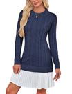 Vestido de suéter Angashion Cable Knit com gola redonda e manga comprida