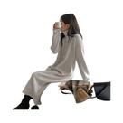 Vestido De Suéter De Gola Alta Y2K Para Mulheres, Manga Longa, Solto, Tricotado, Vestidos Longos De
