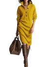 Vestido de suéter feminino chouyatou, de outono, canelado, com botões